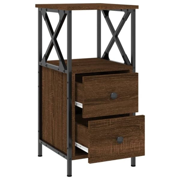 vidaXL sengebord 34x35,5x70 cm konstrueret træ brun egetræsfarve