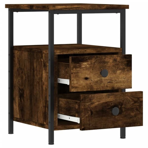 vidaXL sengebord 34x35,5x50 cm konstrueret træ røget egetræsfarve