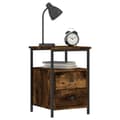 Miniatyrbilde 2 av 11: vidaXL Nattbord røkt eik 34x35,5x50 cm konstruert tre