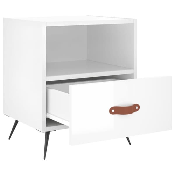 vidaXL sengebord 40x35x47,5 cm konstrueret træ hvid højglans