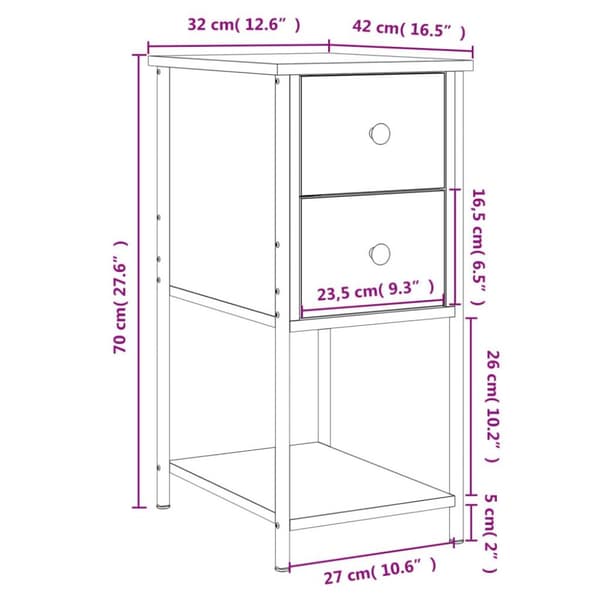 vidaXL Nattbord sonoma eik 32x42x70 cm konstruert tre
