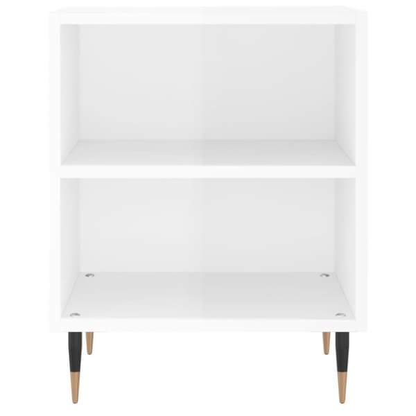 vidaXL sengebord 40x30x50 cm konstrueret træ hvid højglans
