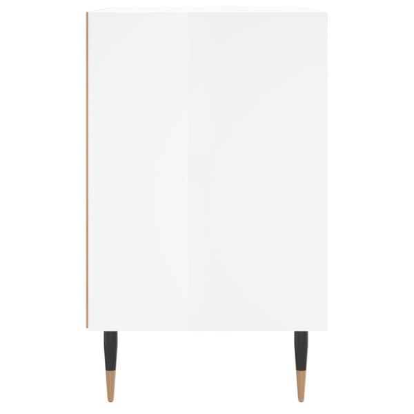 vidaXL sengebord 40x30x50 cm konstrueret træ hvid højglans
