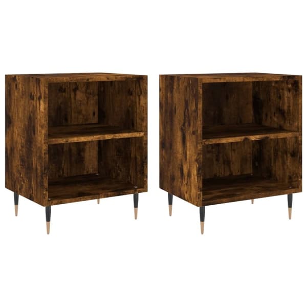 vidaXL sengeborde 2 stk. 40x30x50 cm konstrueret træ røget egetræ