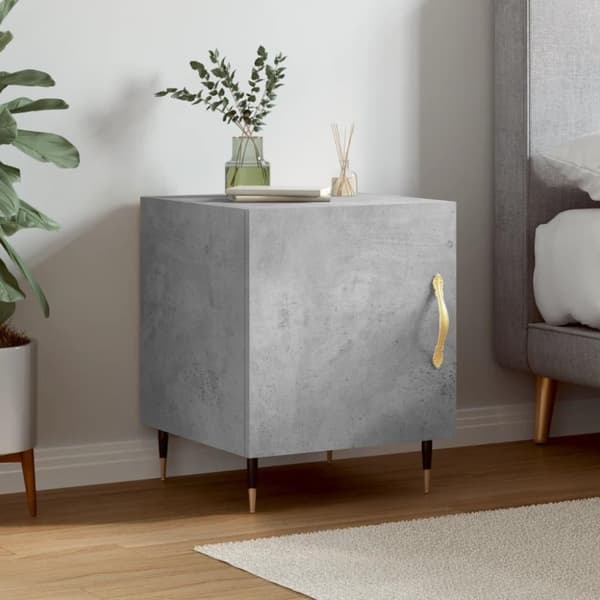 vidaXL Sängbord betonggrå 40x40x50 cm konstruerat trä