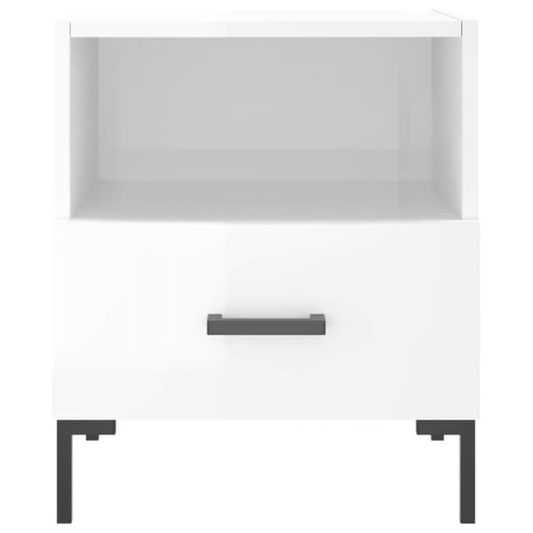 vidaXL sengebord 40x35x47,5 cm konstrueret træ hvid højglans