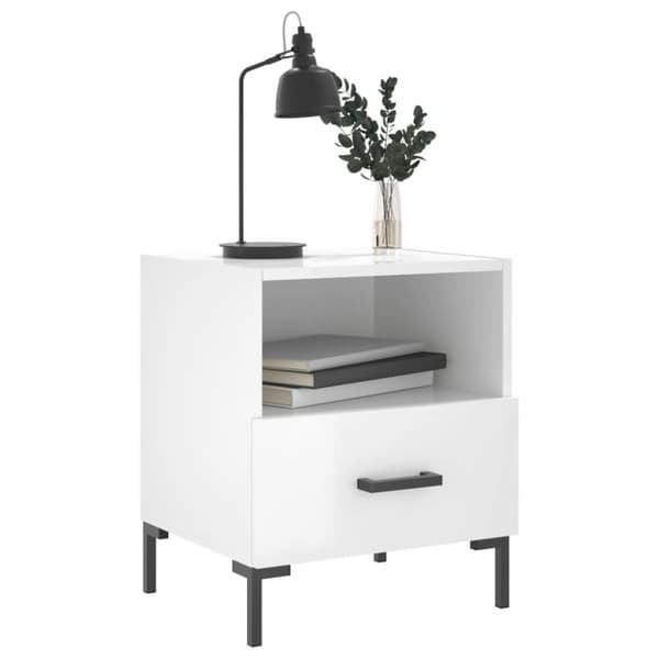 vidaXL sengebord 40x35x47,5 cm konstrueret træ hvid højglans