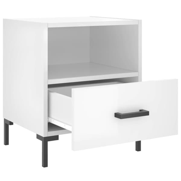 vidaXL sengebord 40x35x47,5 cm konstrueret træ hvid højglans
