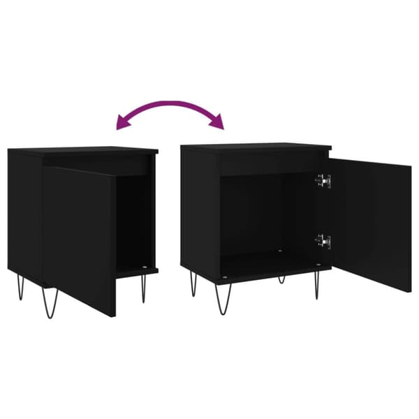 vidaXL sengeborde 2 stk. 40x30x50 cm konstrueret træ sort