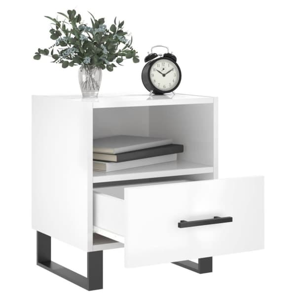 vidaXL Nattbord 2 stk høyglans hvit 40x35x47,5 cm konstruert tre