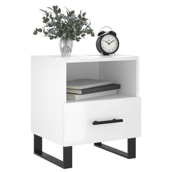 vidaXL sengeborde 2 stk. 40x35x47,5 cm konstrueret træ hvid højglans