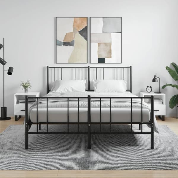 vidaXL sengeborde 2 stk. 40x35x47,5 cm konstrueret træ hvid højglans