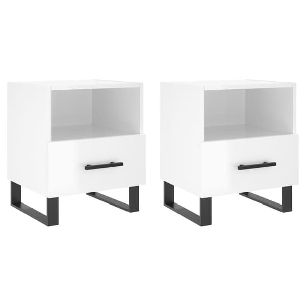 vidaXL sengeborde 2 stk. 40x35x47,5 cm konstrueret træ hvid højglans