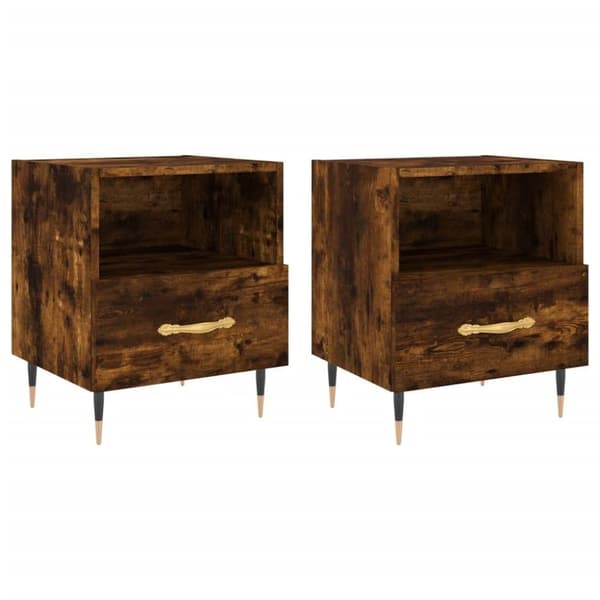 vidaXL Nattbord 2 stk røkt eik 40x35x47,5 cm konstruert tre