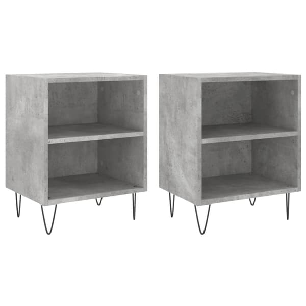 vidaXL sengeborde 2 stk. 40x30x50 cm konstrueret træ betongrå