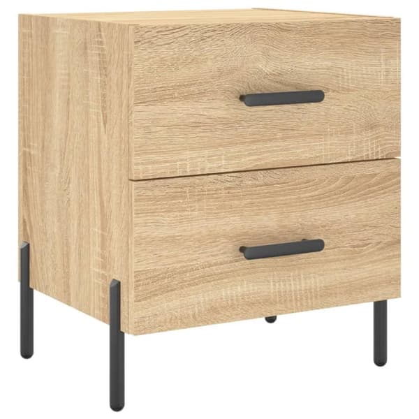 vidaXL sengeborde 2 stk. 40x35x47,5 cm konstrueret træ sonoma-eg