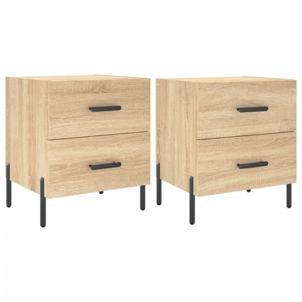 vidaXL sengeborde 2 stk. 40x35x47,5 cm konstrueret træ sonoma-eg