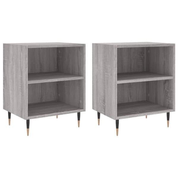 vidaXL Yöpöydät 2 kpl harmaa Sonoma 40x30x50 cm tekninen puu