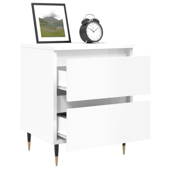 vidaXL sengeskabe 2 stk. 40x35x50 cm konstrueret træ hvid højglans