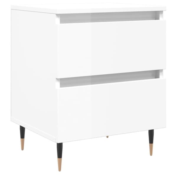 vidaXL sengeskabe 2 stk. 40x35x50 cm konstrueret træ hvid højglans