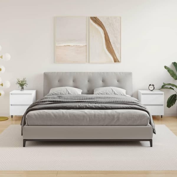 vidaXL sengeskabe 2 stk. 40x35x50 cm konstrueret træ hvid højglans