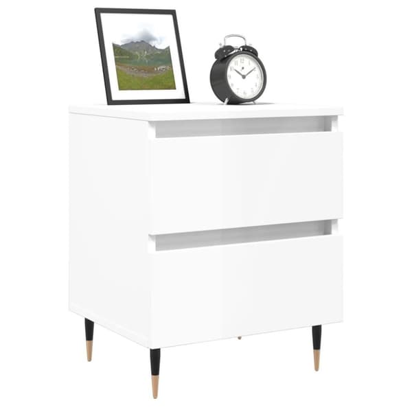 vidaXL sengeskabe 2 stk. 40x35x50 cm konstrueret træ hvid højglans