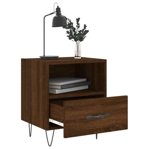 vidaXL sengeborde 2 stk. 40x35x47,5 cm konstrueret træ brunt egetræ