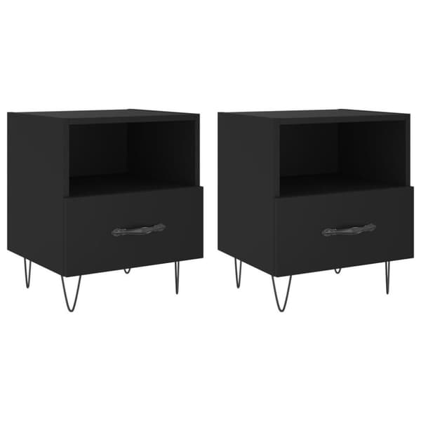 vidaXL sengeborde 2 stk. 40x35x47,5 cm konstrueret træ sort