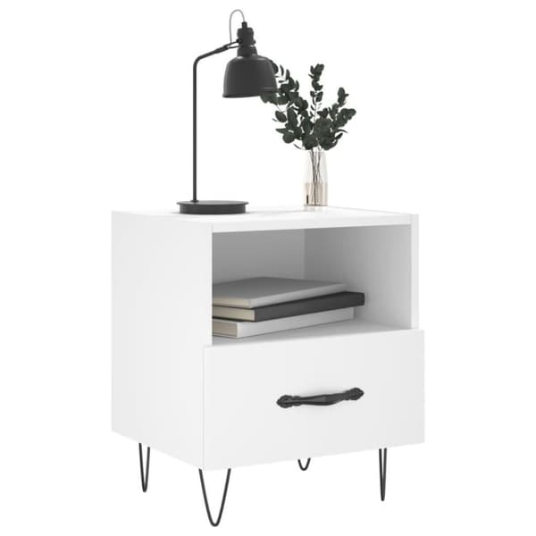 vidaXL Nattbord 2 stk hvit 40x35x47,5 cm konstruert tre