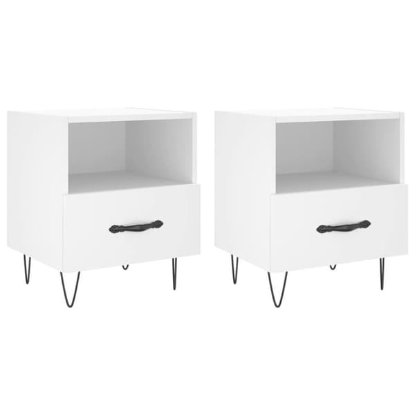 vidaXL Nattbord 2 stk hvit 40x35x47,5 cm konstruert tre