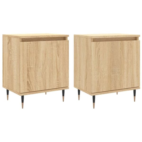 vidaXL sengeborde 2 stk. 40x30x50 cm konstrueret træ sonoma-eg