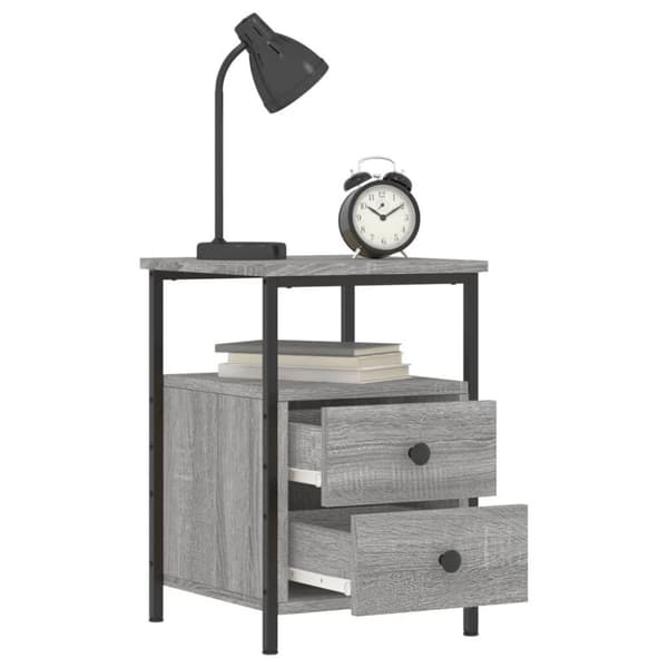 vidaXL sengebord 34x35,5x50 cm konstrueret træ grå sonoma-eg