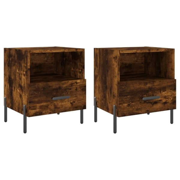 vidaXL sengeborde 2 stk. 40x35x47,5 cm konstrueret træ røget egetræ