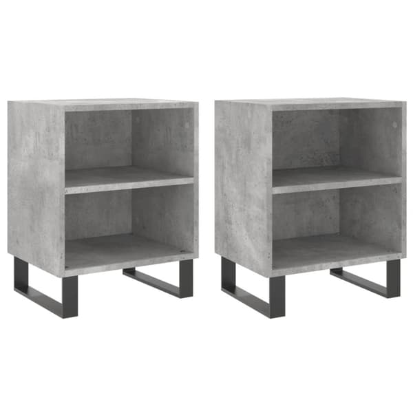 vidaXL Nattbord 2 stk betonggrå 40x30x50 cm konstruert tre