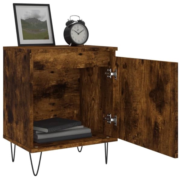 vidaXL sengeborde 2 stk. 40x30x50 cm konstrueret træ røget egetræ
