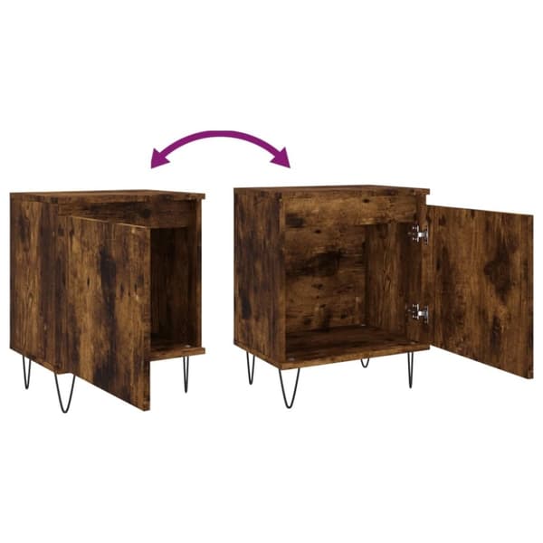vidaXL sengeborde 2 stk. 40x30x50 cm konstrueret træ røget egetræ