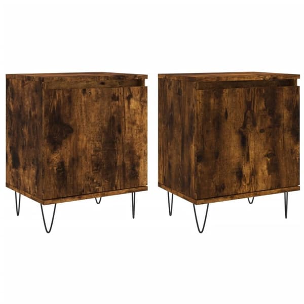 vidaXL sengeborde 2 stk. 40x30x50 cm konstrueret træ røget egetræ