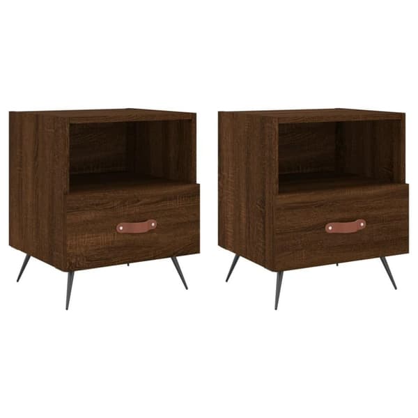 vidaXL Nattbord 2 stk brun eik 40x35x47,5 cm konstruert tre