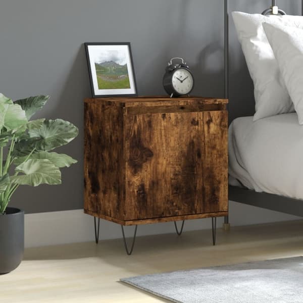 vidaXL sengebord 40x30x50 cm konstrueret træ røget egetræsfarve