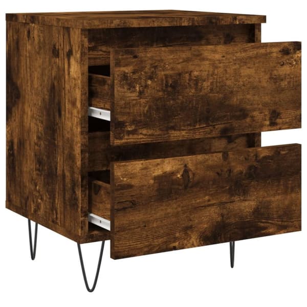 vidaXL sengeborde 2 stk. 40x35x50 cm konstrueret træ røget egetræ