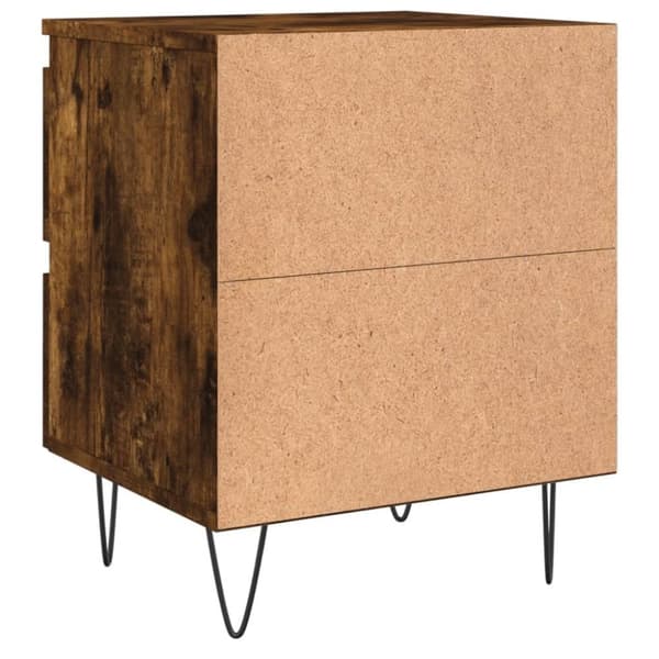 vidaXL sengeborde 2 stk. 40x35x50 cm konstrueret træ røget egetræ
