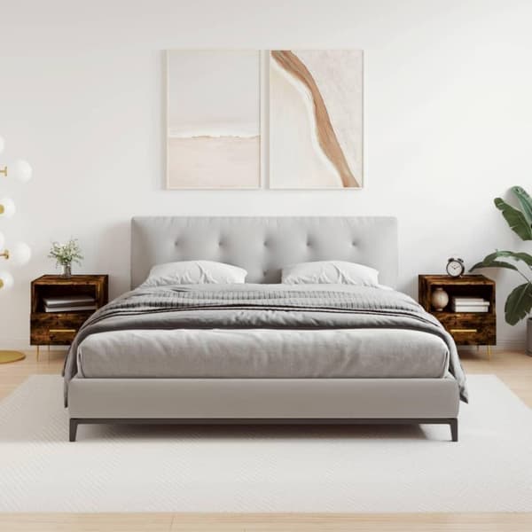 vidaXL Sängbord 2 st rökfärgad ek 40x35x47,5 cm konstruerat trä