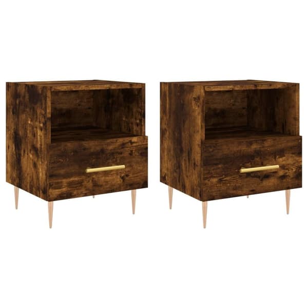 vidaXL Sängbord 2 st rökfärgad ek 40x35x47,5 cm konstruerat trä