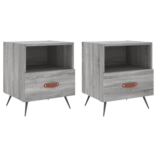 vidaXL Nattbord 2 stk grå sonoma 40x35x47,5 cm konstruert tre