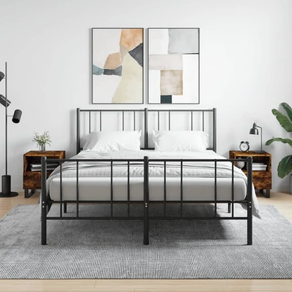 vidaXL sengeborde 2 stk. 40x35x47,5 cm konstrueret træ røget egetræ