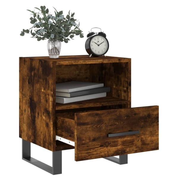 vidaXL sengeborde 2 stk. 40x35x47,5 cm konstrueret træ røget egetræ