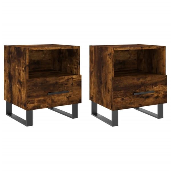 vidaXL sengeborde 2 stk. 40x35x47,5 cm konstrueret træ røget egetræ