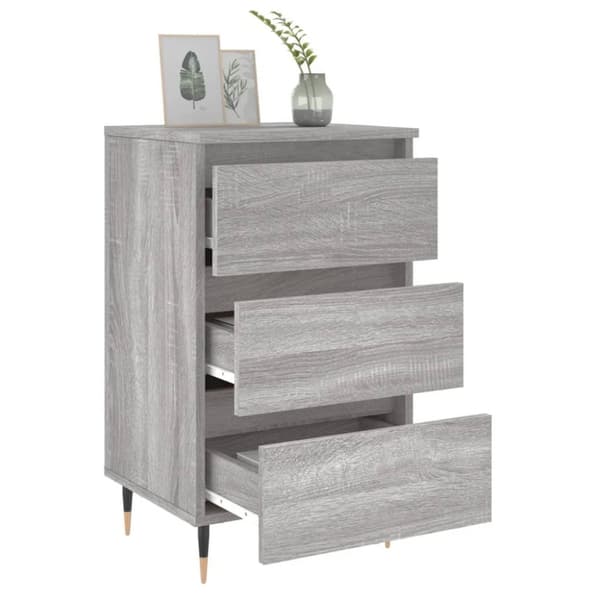 vidaXL sengeborde 2 stk. 40x35x69 cm konstrueret træ grå sonoma-eg