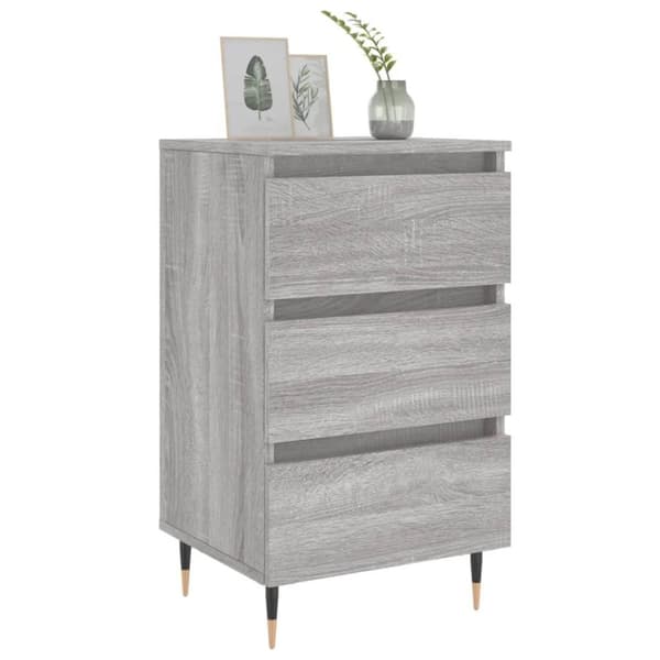 vidaXL sengeborde 2 stk. 40x35x69 cm konstrueret træ grå sonoma-eg