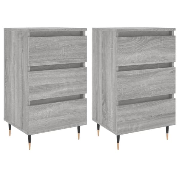 vidaXL sengeborde 2 stk. 40x35x69 cm konstrueret træ grå sonoma-eg